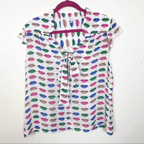 milly lips print blouse
